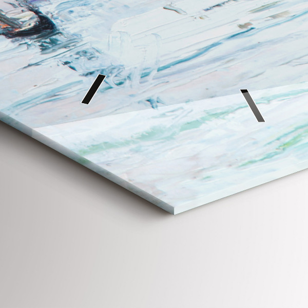 Horizontální hodiny na skle Olejomalba jachty moře