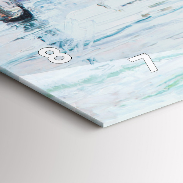 Horizontální hodiny na skle Olejomalba jachty moře