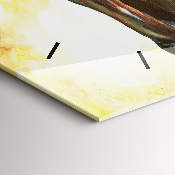 Horizontální skleněné hodiny na stěnu Dva malovaní koně