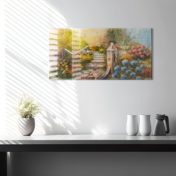 Horizontální hodiny na skle Složení oleje v lese