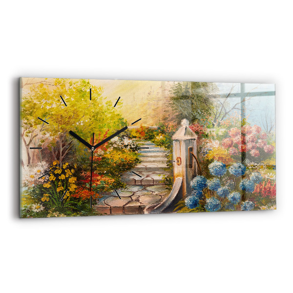 Horizontální hodiny na skle Složení oleje v lese