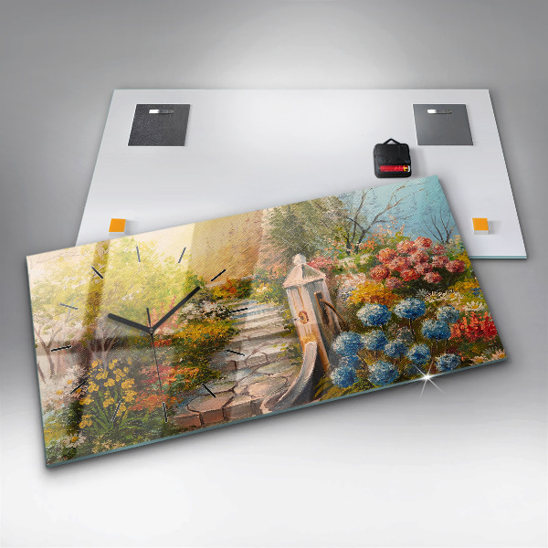 Horizontální hodiny na skle Složení oleje v lese