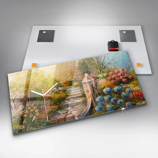 Horizontální hodiny na skle Složení oleje v lese