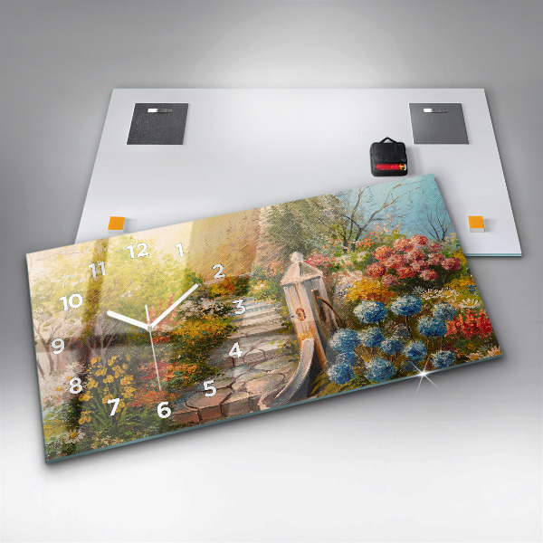 Horizontální hodiny na skle Složení oleje v lese