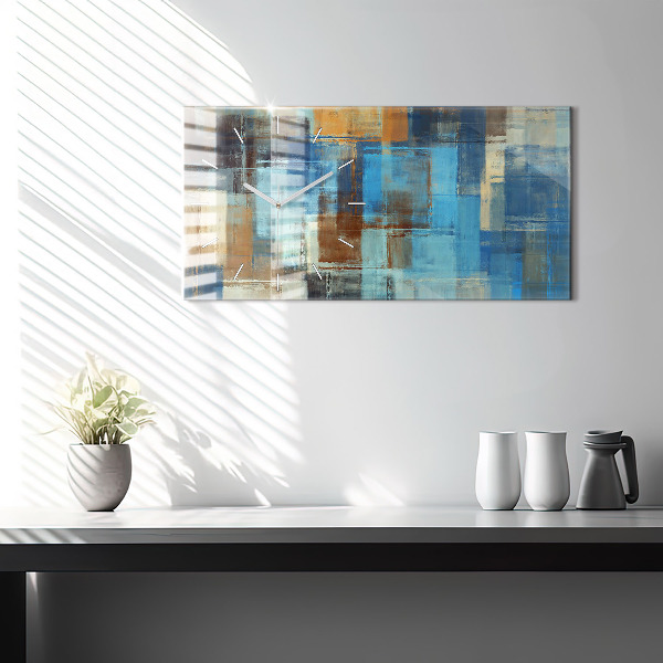 Horizontální skleněné hodiny na stěnu Barevné pozadí - abstraktní