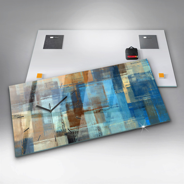 Horizontální skleněné hodiny na stěnu Barevné pozadí - abstraktní