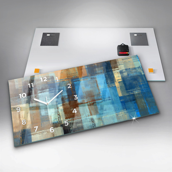 Horizontální skleněné hodiny na stěnu Barevné pozadí - abstraktní
