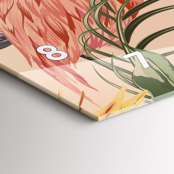 Horizontální skleněné hodiny na stěnu Tropické palmové listy