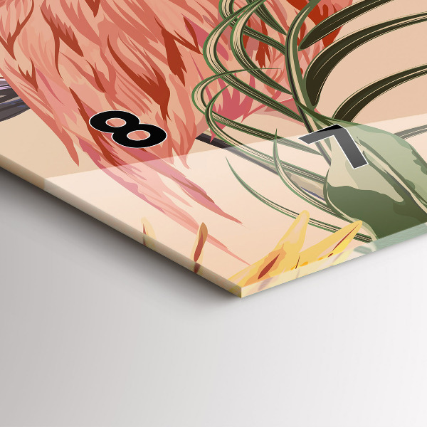 Horizontální skleněné hodiny na stěnu Tropické palmové listy