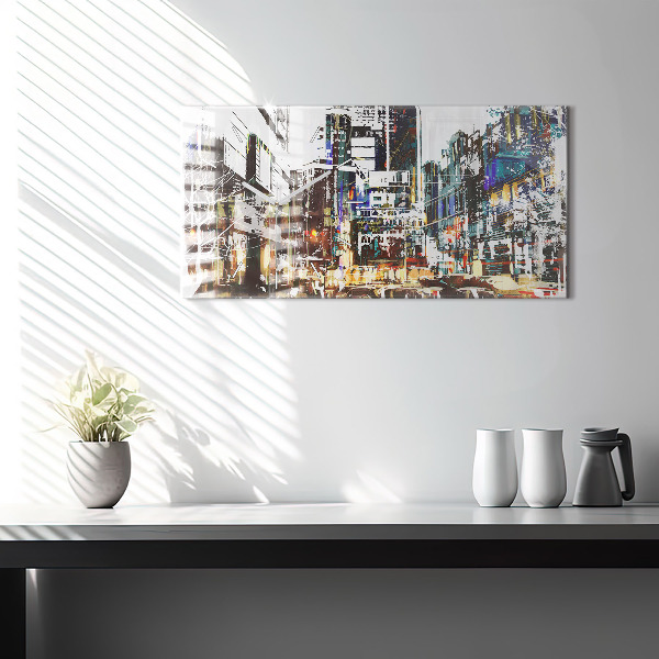 Horizontální hodiny na skle New York