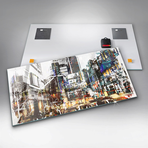 Horizontální hodiny na skle New York