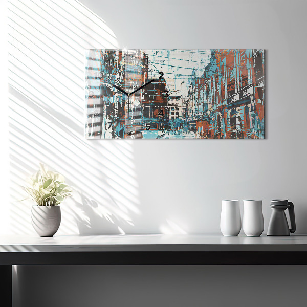 Horizontální hodiny na skle Pouliční umění