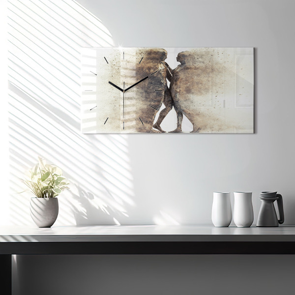 Horizontální hodiny na skle Abstrakce lidé písek