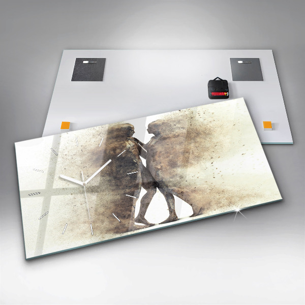 Horizontální hodiny na skle Abstrakce lidé písek