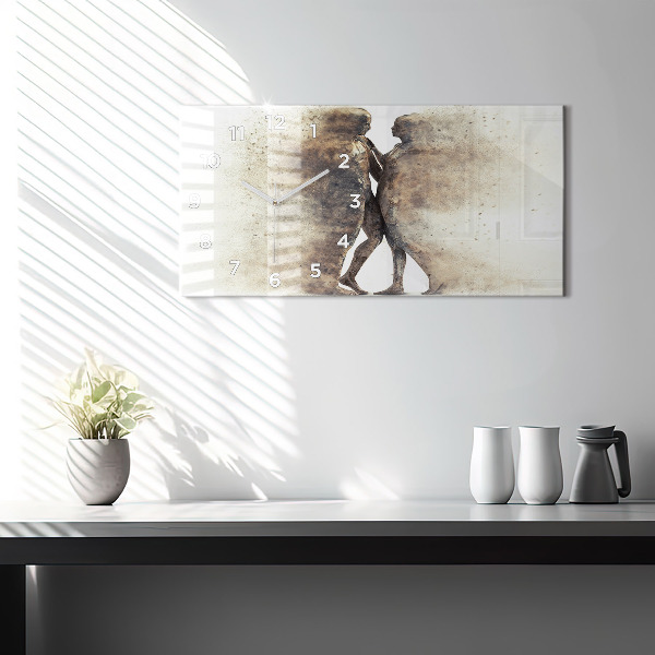 Horizontální hodiny na skle Abstrakce lidé písek