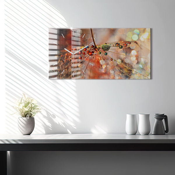 Horizontální hodiny na skle Foukačka s rosou