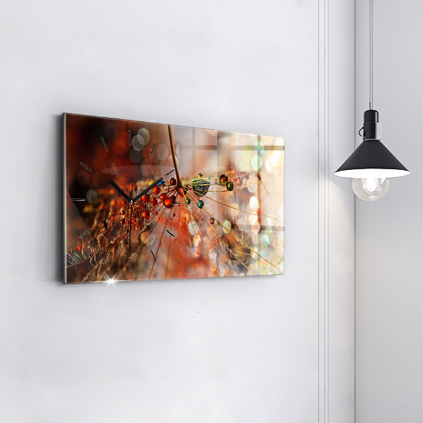 Horizontální hodiny na skle Foukačka s rosou