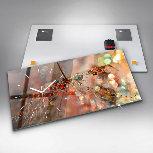 Horizontální hodiny na skle Foukačka s rosou