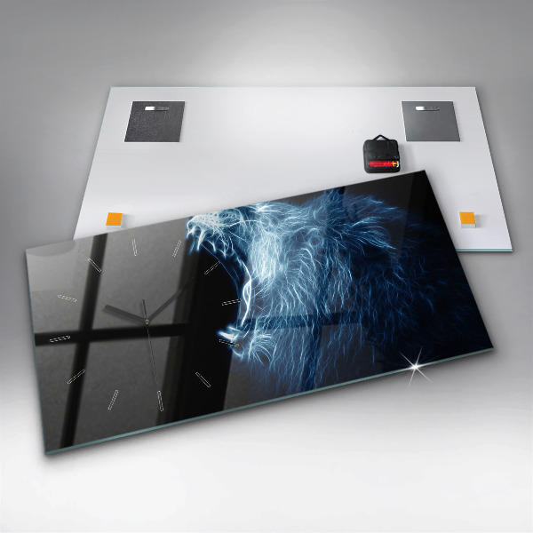 Horizontální hodiny na skle Řeč těla divokého lva