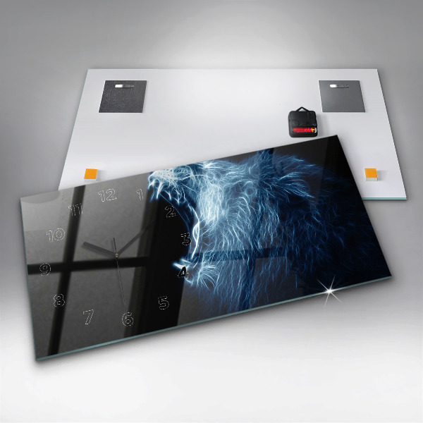 Horizontální hodiny na skle Řeč těla divokého lva