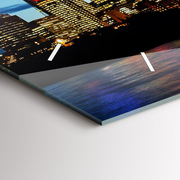 Horizontální hodiny na skle Sydney večer