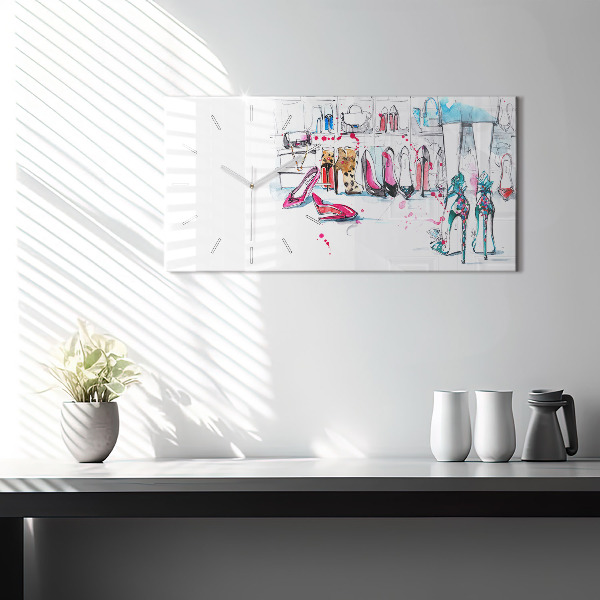 Horizontální hodiny na skle Prvek ženskosti