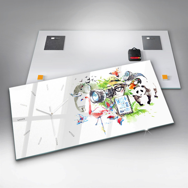 Horizontální hodiny na skle Zoolog