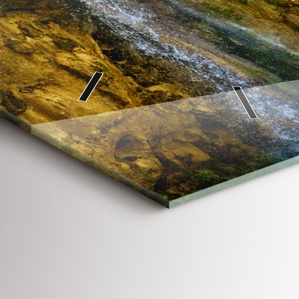 Horizontální hodiny na skle Krajina s lagunou