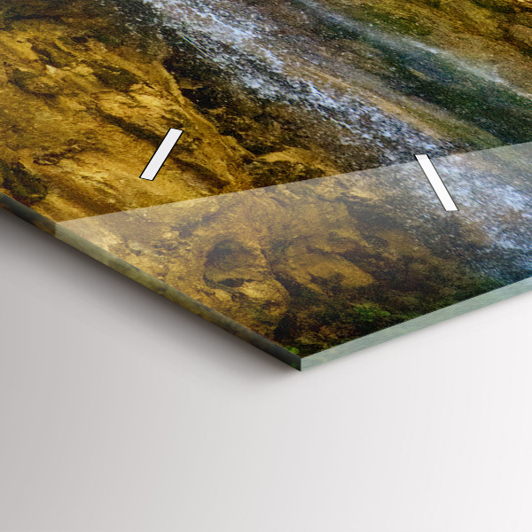 Horizontální hodiny na skle Krajina s lagunou