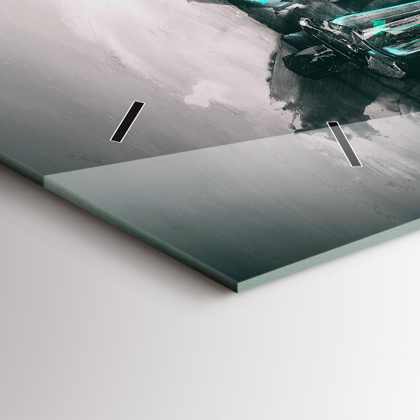 Horizontální hodiny na skle Oldschoolové auto