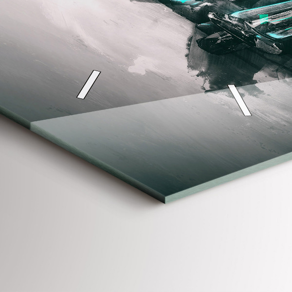 Horizontální hodiny na skle Oldschoolové auto