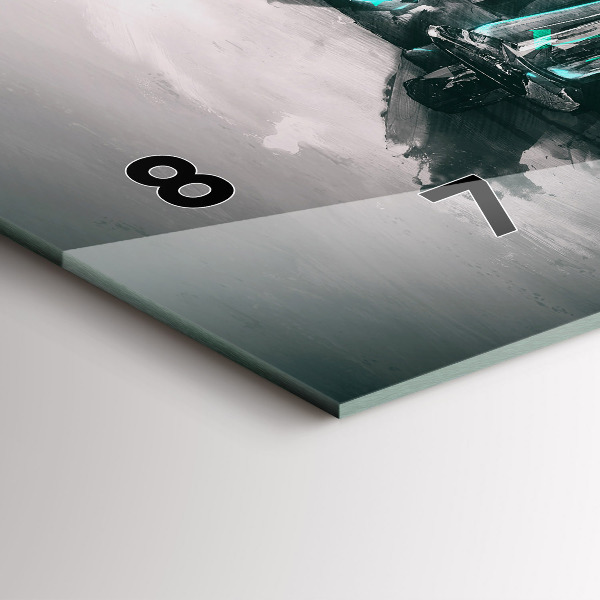 Horizontální hodiny na skle Oldschoolové auto