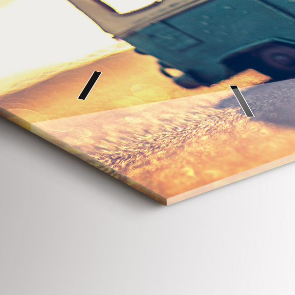 Horizontální hodiny na skle Táborník na pláži