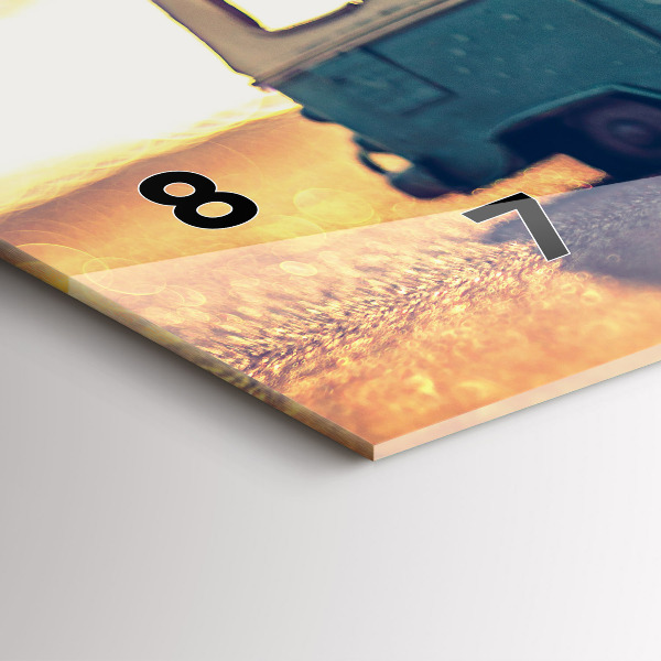 Horizontální hodiny na skle Táborník na pláži