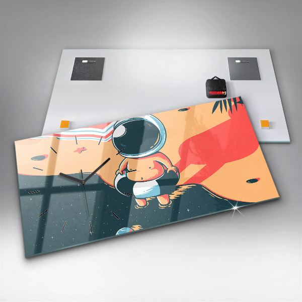 Horizontální hodiny na skle Dětská představivost