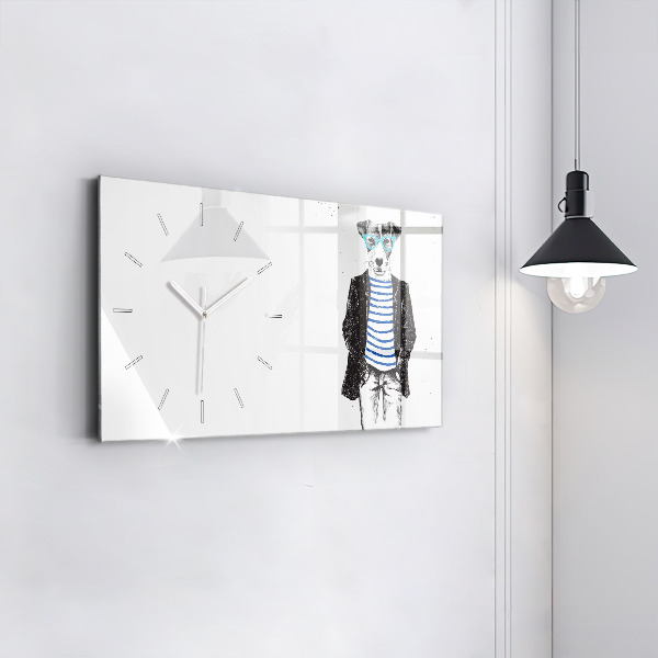 Horizontální hodiny na skle Pes v lidském těle