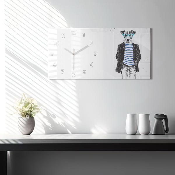 Horizontální hodiny na skle Pes v lidském těle