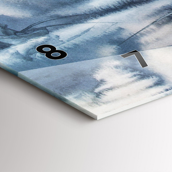 Horizontální hodiny na skle Zimní jezero Loď