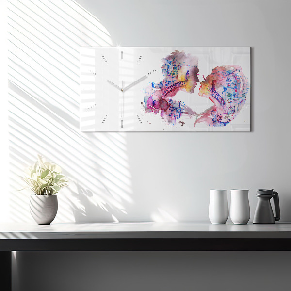 Horizontální hodiny na skle Dvě těla, jedna duše