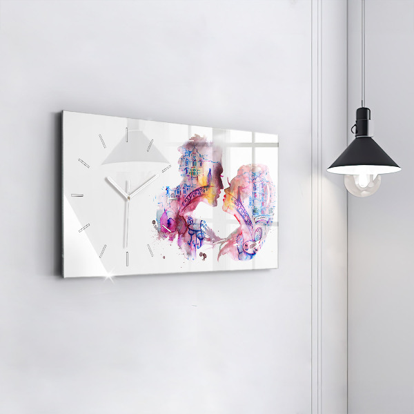 Horizontální hodiny na skle Dvě těla, jedna duše