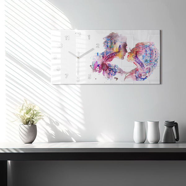 Horizontální hodiny na skle Dvě těla, jedna duše