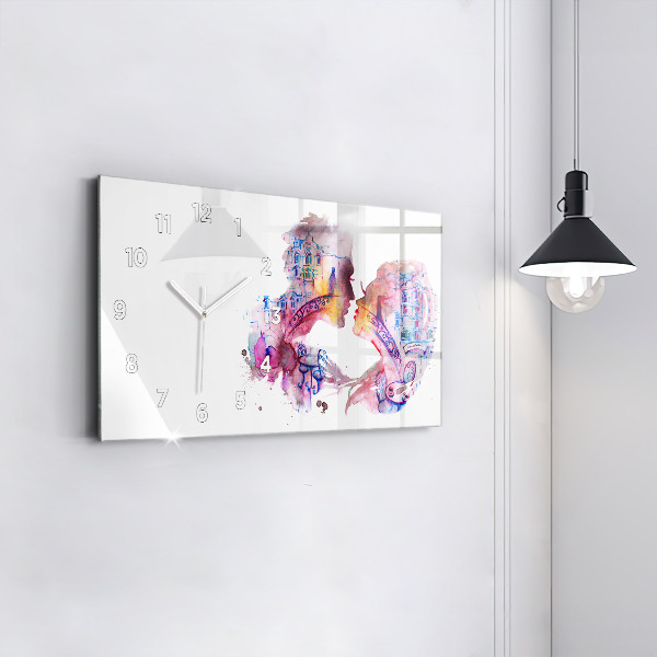 Horizontální hodiny na skle Dvě těla, jedna duše