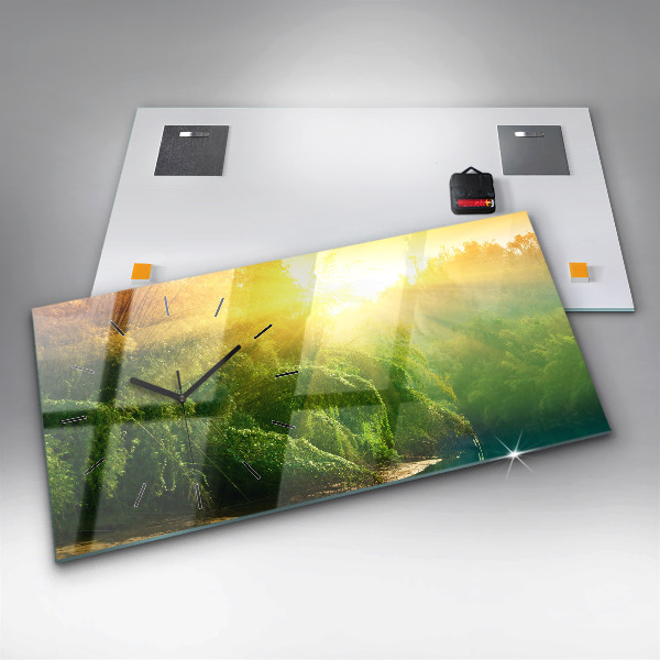 Horizontální hodiny na skle Klidná příroda