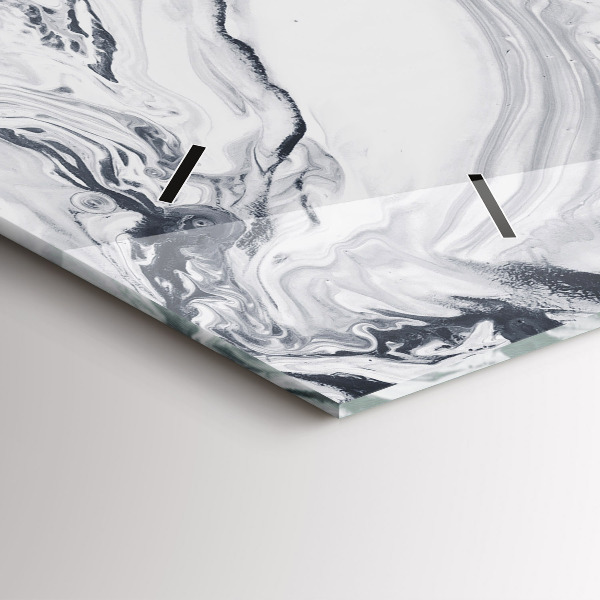 Horizontální hodiny na skle Abstraktní inkoustový mramor