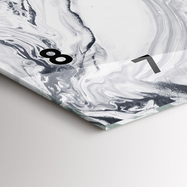 Horizontální hodiny na skle Abstraktní inkoustový mramor