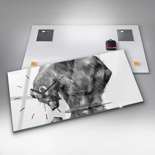 Horizontální hodiny na skle Kresba medvěda