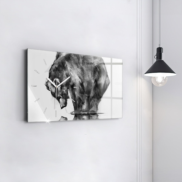 Horizontální hodiny na skle Kresba medvěda