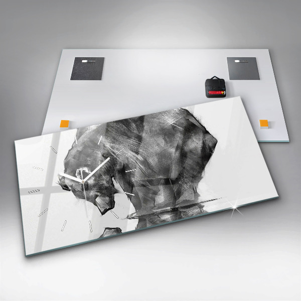 Horizontální hodiny na skle Kresba medvěda