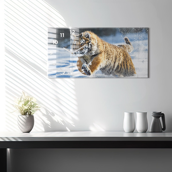 Horizontální hodiny na skle Odvážný krok vpřed