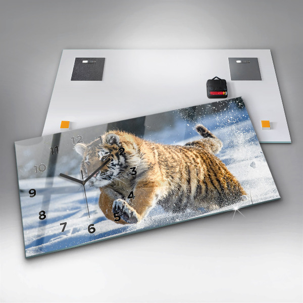 Horizontální hodiny na skle Odvážný krok vpřed